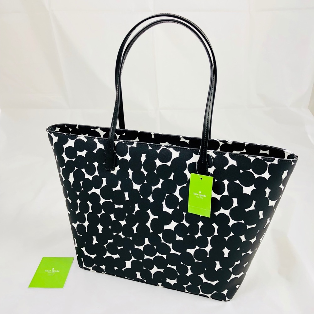 New! Kate Spade Polka Dots Large Leather Tote Bag - Picture 6 of 7